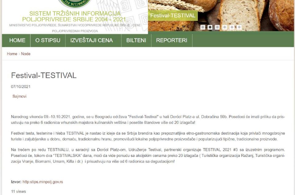 Ministarstvo poljoprivrede - Sistem tržišnih informacija - TESTIVAL #3 - Festival Testival
